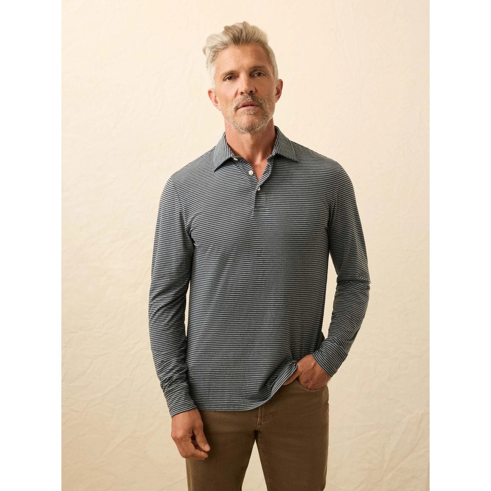 Faherty Long-Sleeve Movement Polo Moonlight Point Stripe Cotton XL MKF1984-CGS